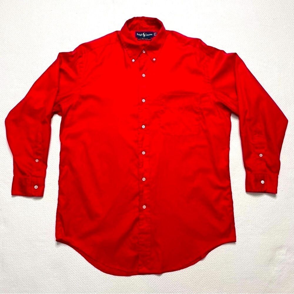 Ralph Lauren Yarmouth Long Sleeve Button Down Bright Red Men’s Size 15 1/2
